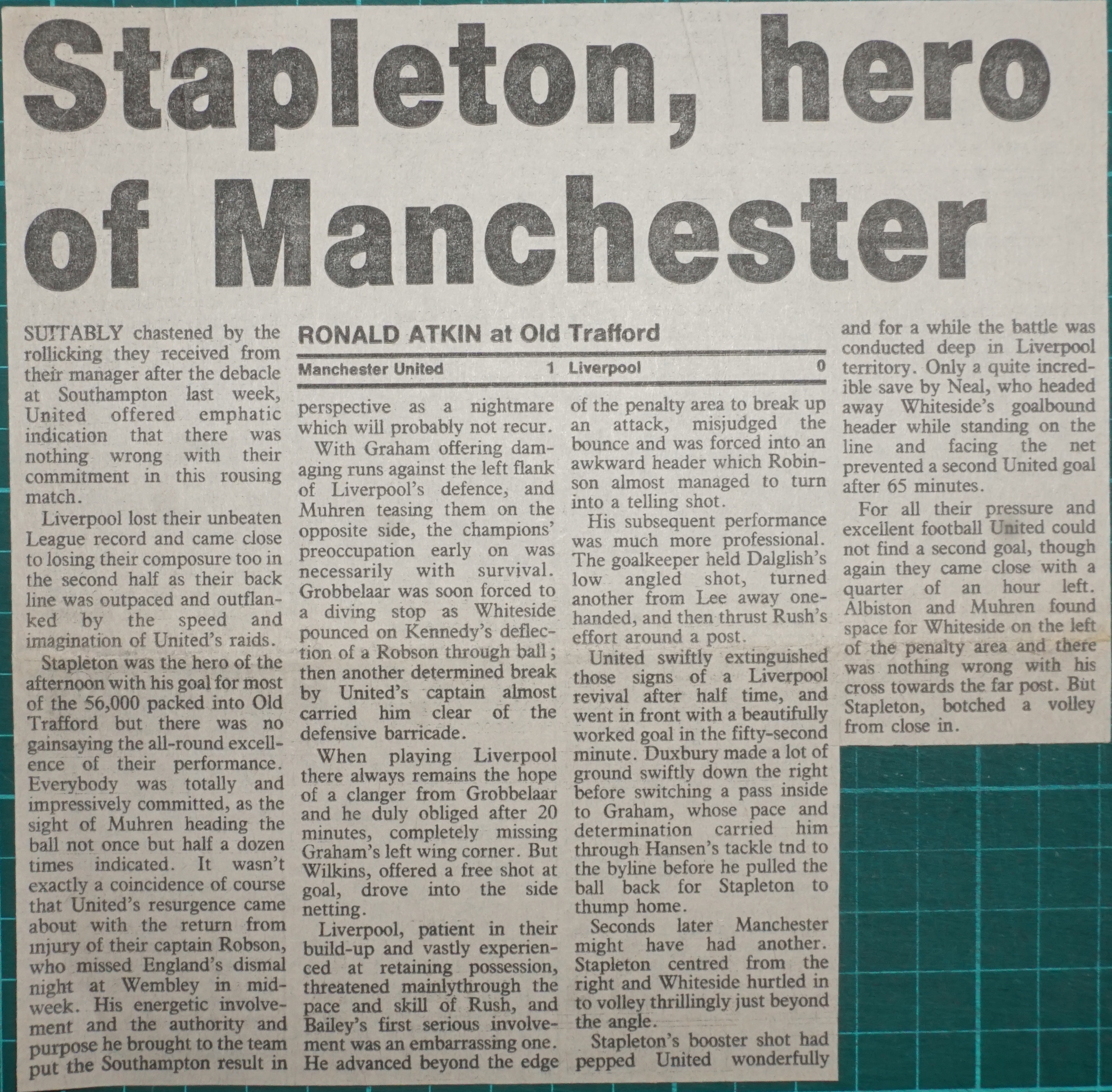 Stapleton - hero of Manchester